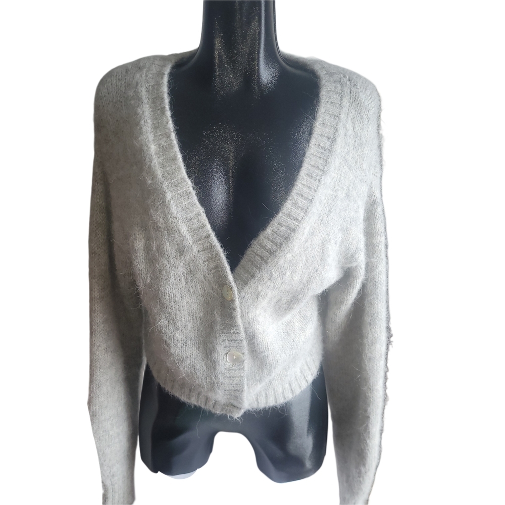 H&M Gray Wool Alpaca Blend Relaxed Fit Women's Cardigan Sweater Size S